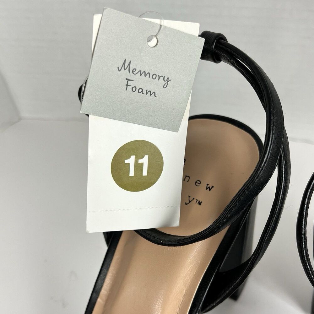 Women Black Block Heel Sandals Ankle Strap Memory Foam Size 11 - Picture 5 of 11